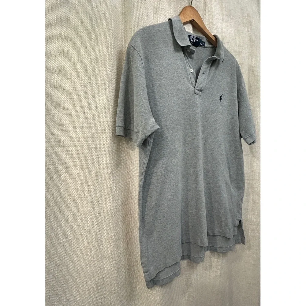 Polo Ralph Lauren Shirt Mens Large Gray Short Sleeve Mesh Pony Logo Classic Fit